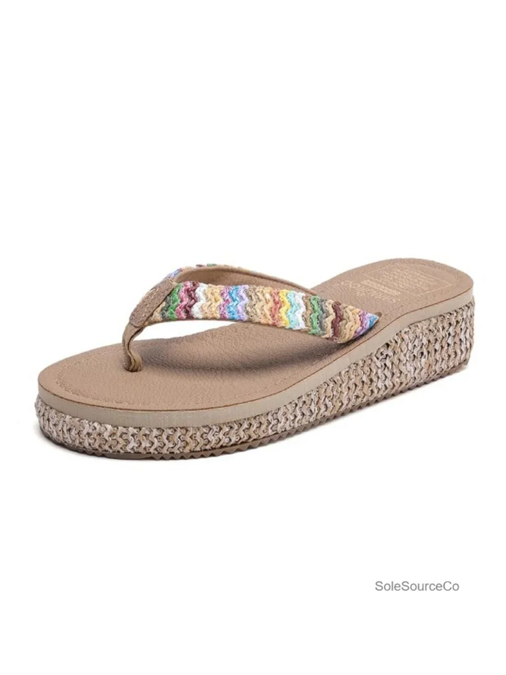 Women's Platform Wedge Flip Flops Bohemian Faux Suede Sandals